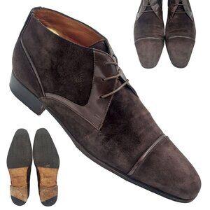 Vintage Moreschi Italy Dark Brown Suede Dress Shoes Ankle Chukka Boots Men's 7.5